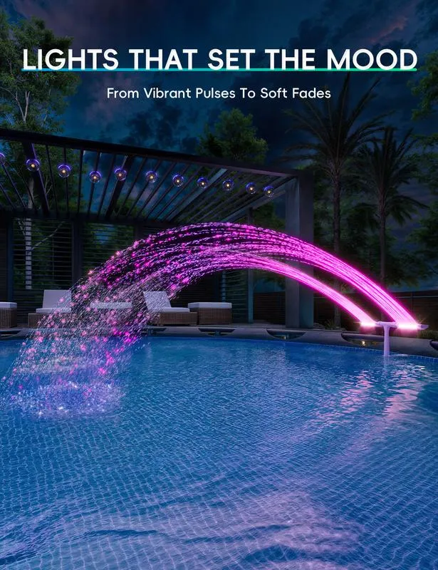 Solar Pool Fountain with Lights - hero background